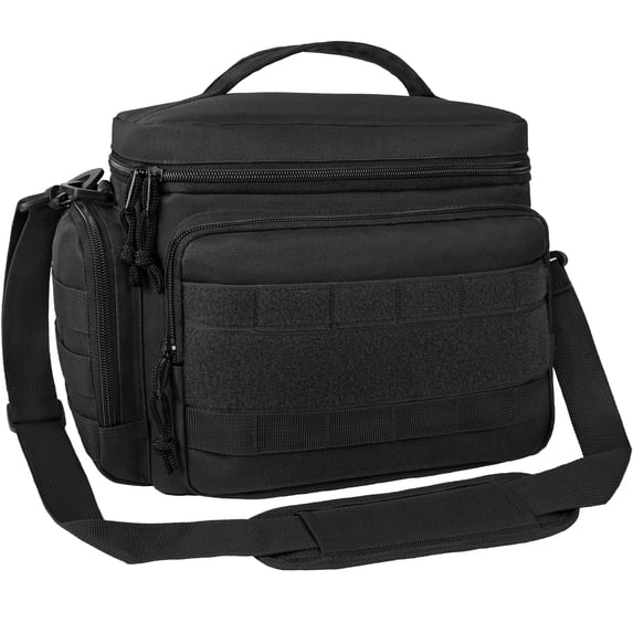 OPUX Tactical Lunch Box for Men, Black Mens Insulated Lunch Bag for Adult, Leakproof Soft Lunch Cooler with MOLLE Mesh Side Pockets, Multicam Heavy Duty Lunchbox Pail for Work Women, Large, 18 Cans