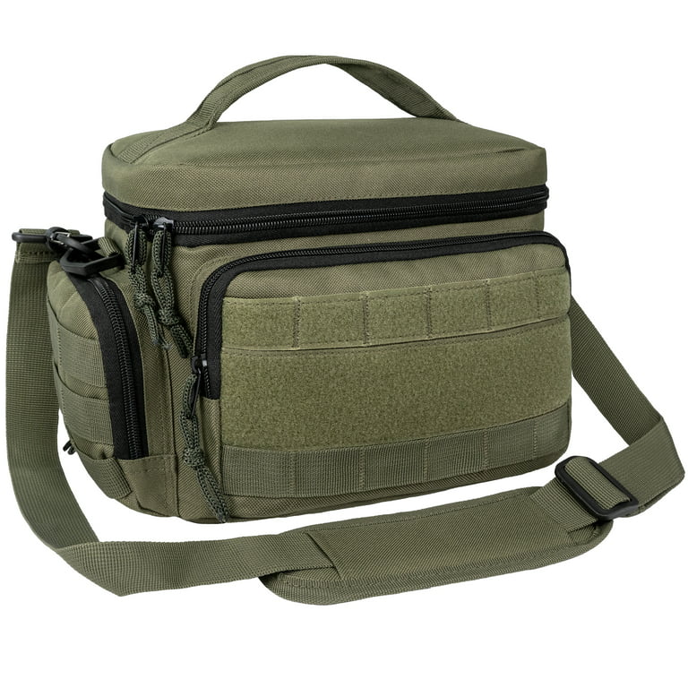 OPUX Tactical Lunch Box for Men, Insulated Lunch Bag for Men Adult, Large  Lunch Cooler with MOLLE, Mesh Side Pockets, Tactical Lunch Bag Pail for  Office, Meal Prep (Olive) 