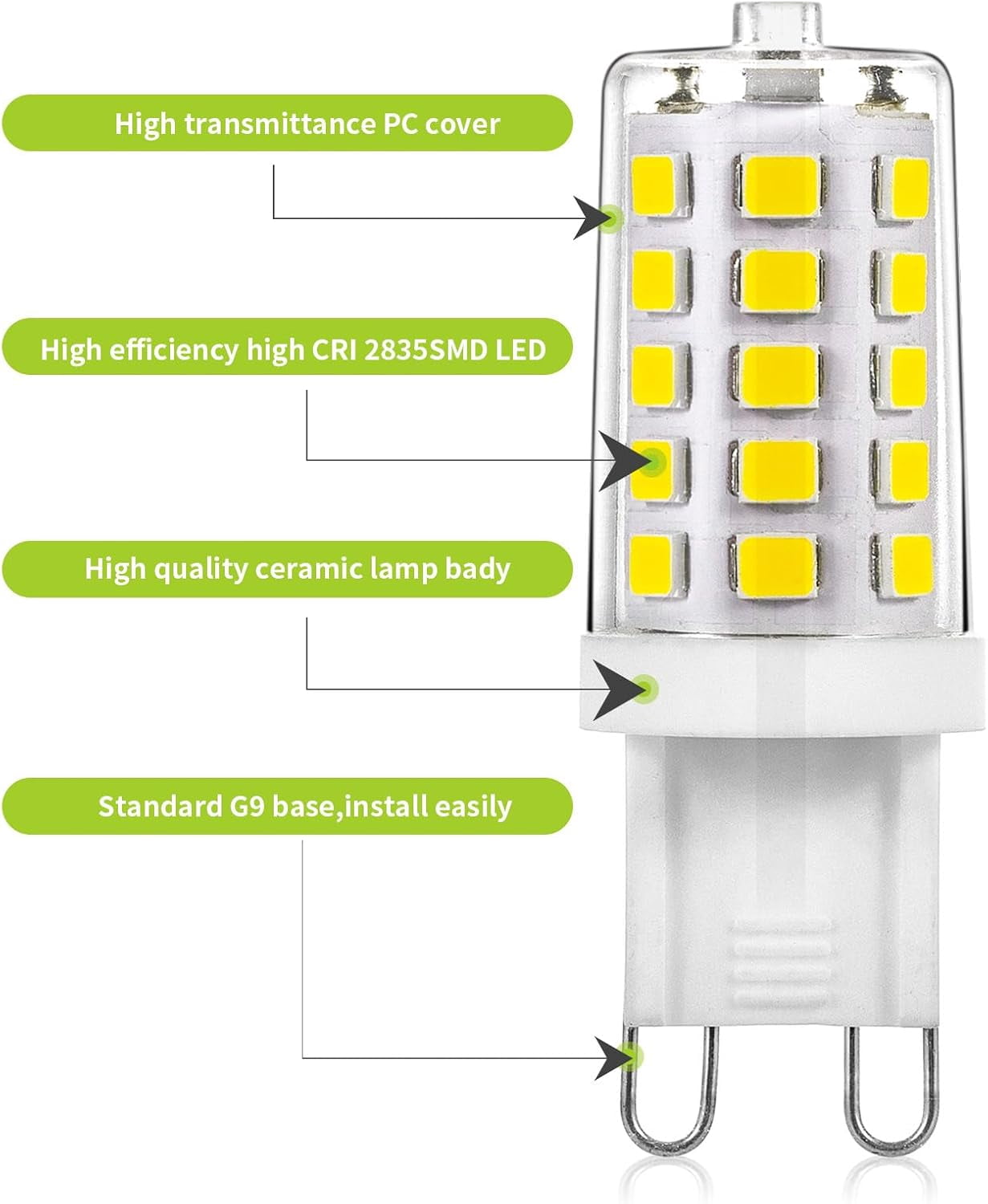 OPVM-10 Pack G9 LED Bulb Daylight White 5000K 4W Equivalent 40 Watt, No ...