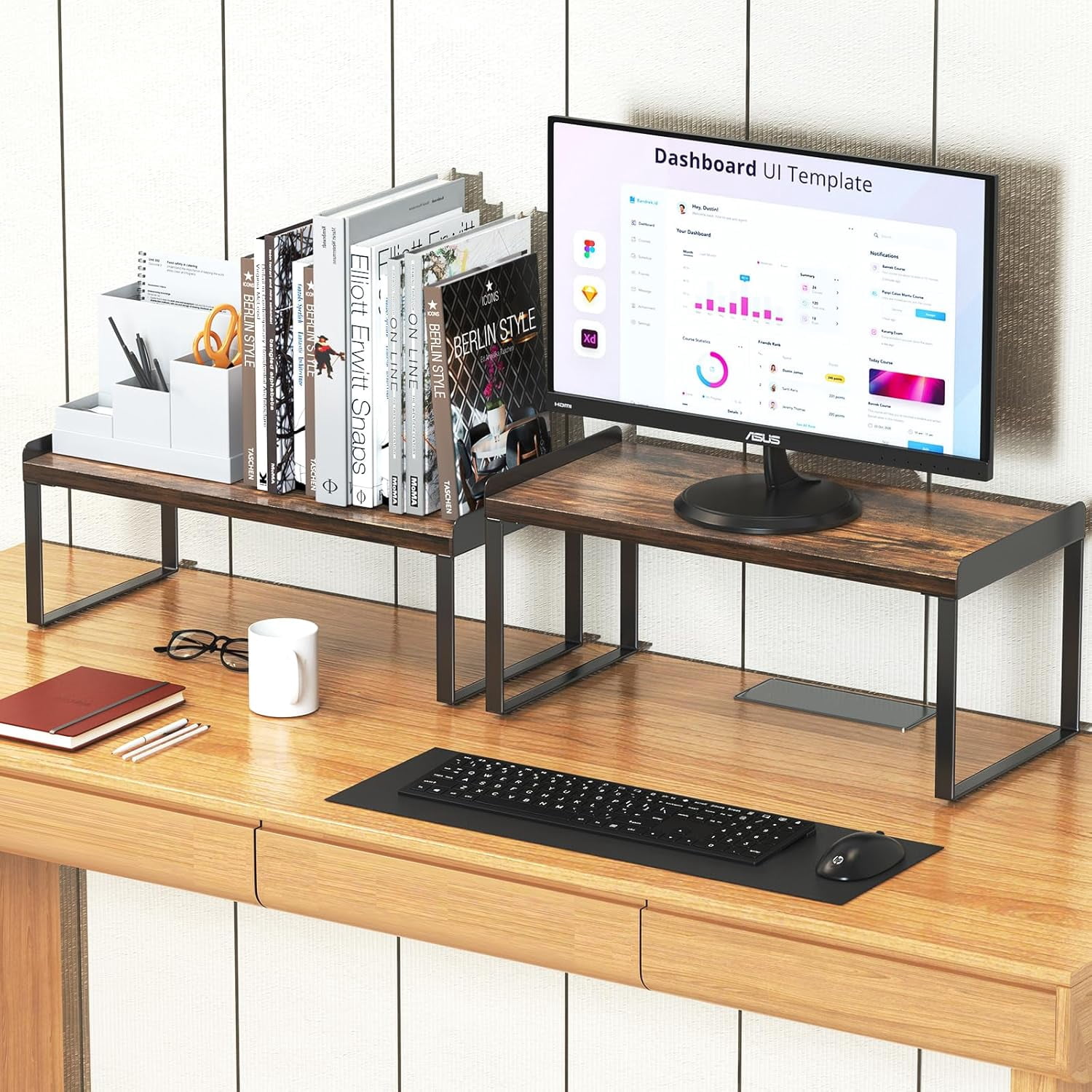 Shelf Stack Desk OPVM-2 Sets Desktop Shelves & Office Shelves, 2 Tier Independent ...