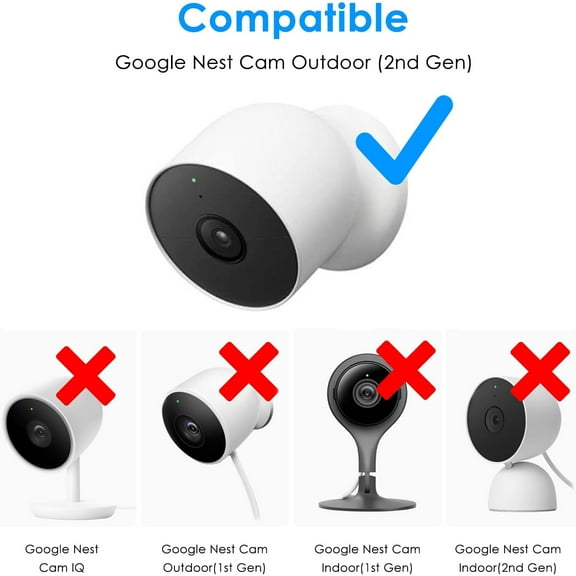 OPVM-2Pack Corner Wall Mount with Weather Shield Cover for Google Nest Cam Outdoor or Indoor, Battery - 2nd Generation, Avoids Rain and Snow Covering Camera Lens, 300Adjustable Reduce Blind Spots
