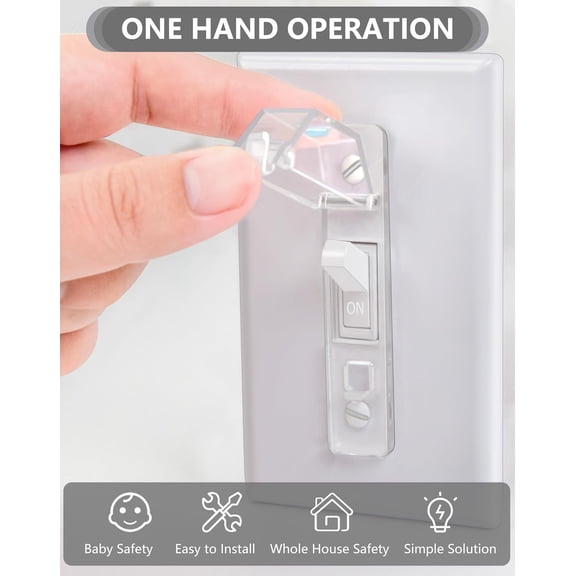 OPVM-8 Pack Light Switch Cover Guard,Wall Light Switch Lock With Glow In The Dark Effect, Child Proof Wall Switch Cover Keeps Lights or Switches from Being Accidentally Turned ON or OFF Clear)