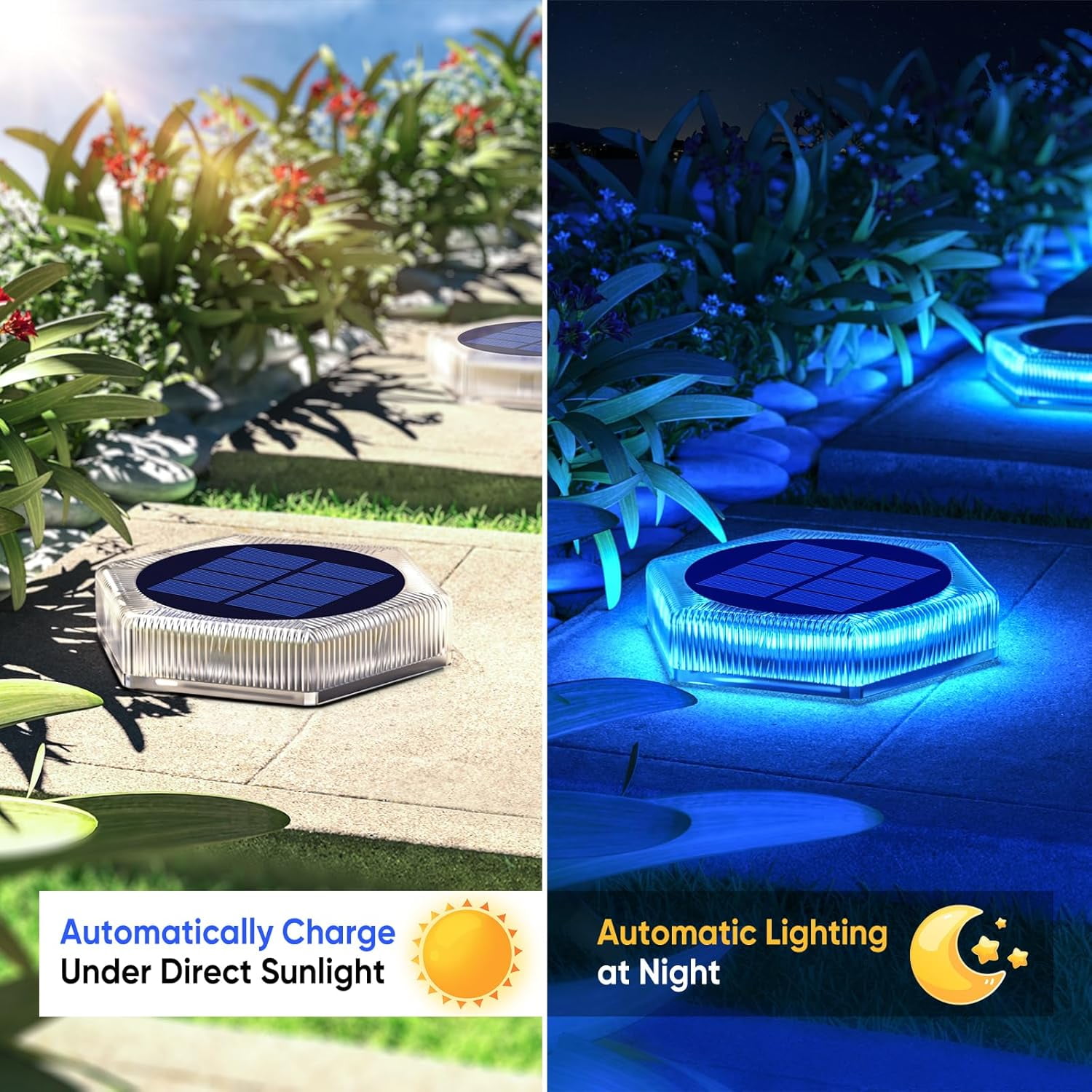 OPVM-Blue Solar Deck Lights for Outside 6 Pack, Dock Lights Solar ...
