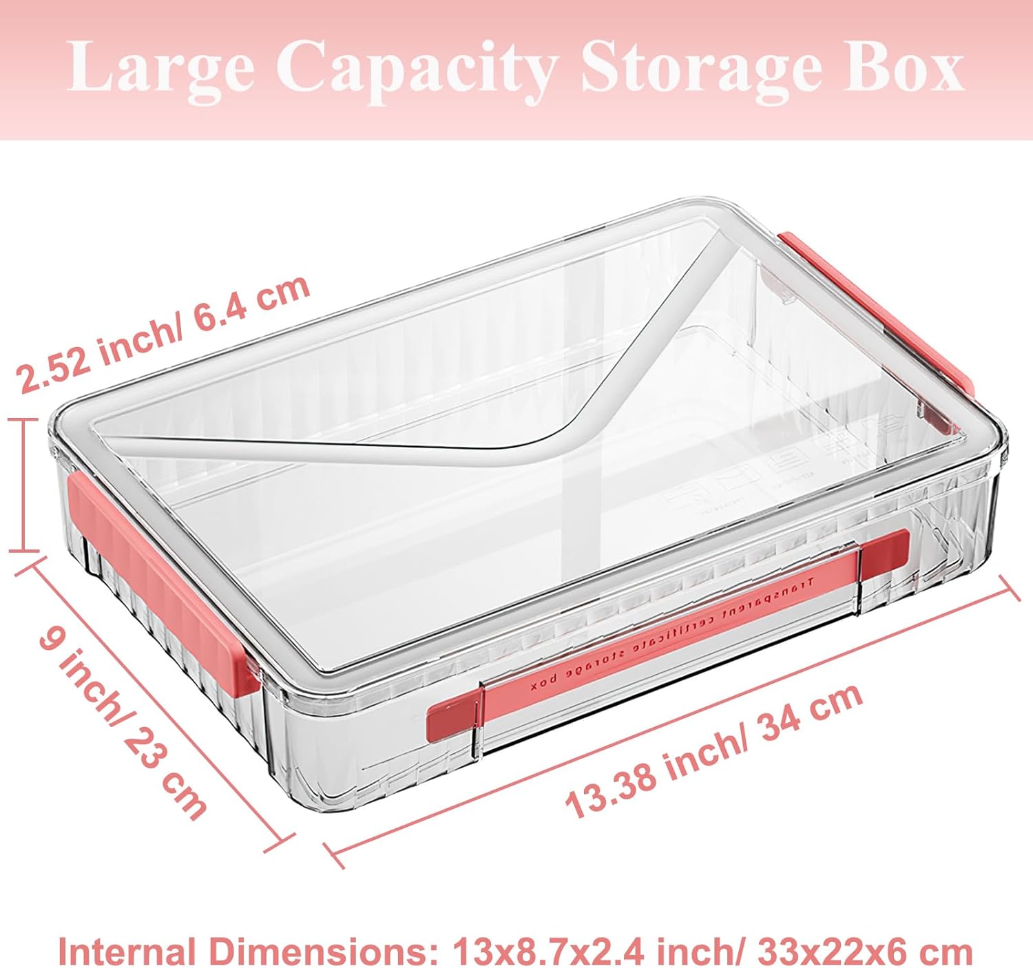 OPVM-Clear File Storage Box Portable Project Case with Handle Plastic ...