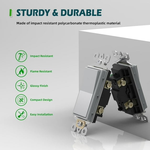 OPVM-Decorator Paddle Light Switch with Wallplates, Single Pole Wall ...