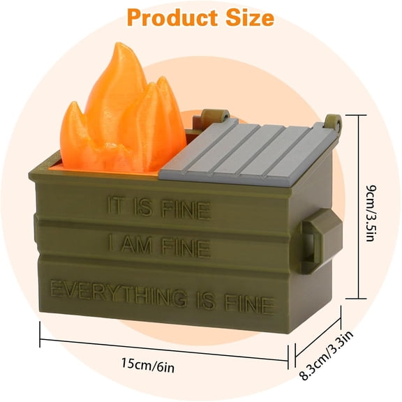 OPVM-Dumpster Fire Pencil Holder Fun Desk Accessories with Removable Flame Light Touch Dimming Mode & USB Charging Port Perfect Pen Holder for Desk, Funny Gift for Coworkers