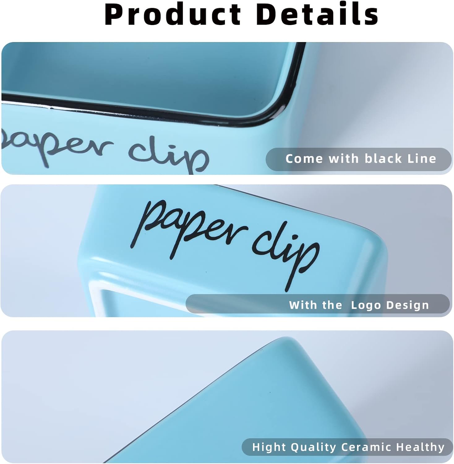 OPVM-Farmhouse Square Paper Clip and Binder Clip Holders,Ceramic Binder ...