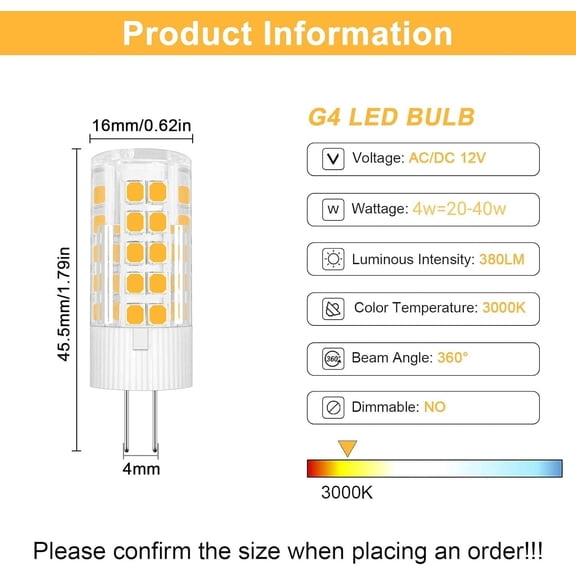OPVM-G4 LED Bulb 12V AC/DC 4W Equivalent to 20W 30W 40W Halogen Bulb, T3 JC Type Bi-Pin Base, Warm White 3000K G4 Bulb for Outdoor Landscape Lighting Deck Path Paver Lights, Home Lighting,5 Packs