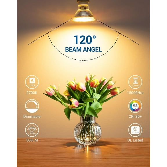 OPVM-GU10 Light Bulbs, Dimmable GU10 LED Bulb, 5W Equivalent 50W 2700K Soft Warm Light Bulbs, Replacement for Track Lighting, 120 Flood Beam for Kitchen, Range Hood, Living Room, Bedroom, 6 Pack