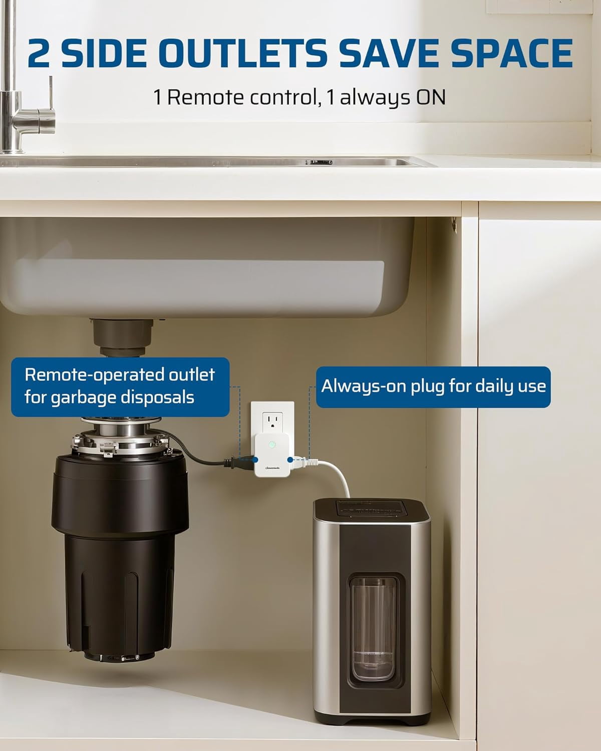 Timer Garbage OPVM-Garbage Disposal Wireless Switch Kit, 2 Side Outlets, 15A/1875W ...