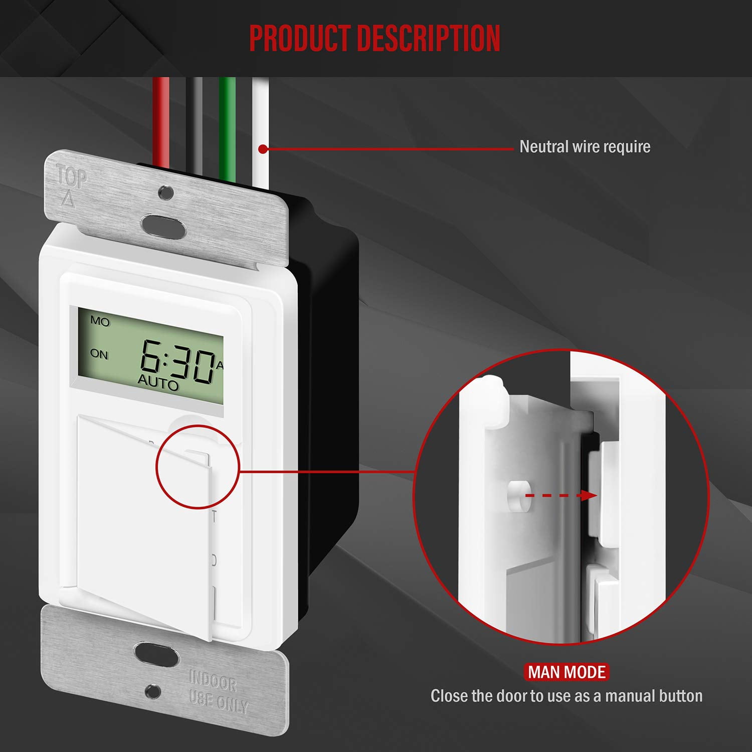 OPVM-- HET01-C-W Programmable Digital Timer Switch for Lights, Fans ...