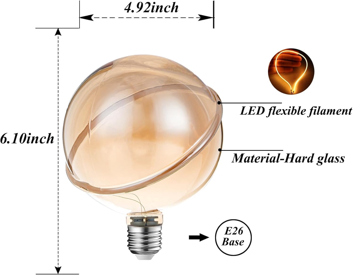 Large Bulb OPVM-Large Globe Decorative Light Bulb 40 Watt Equivalent, LED Dimmable ...