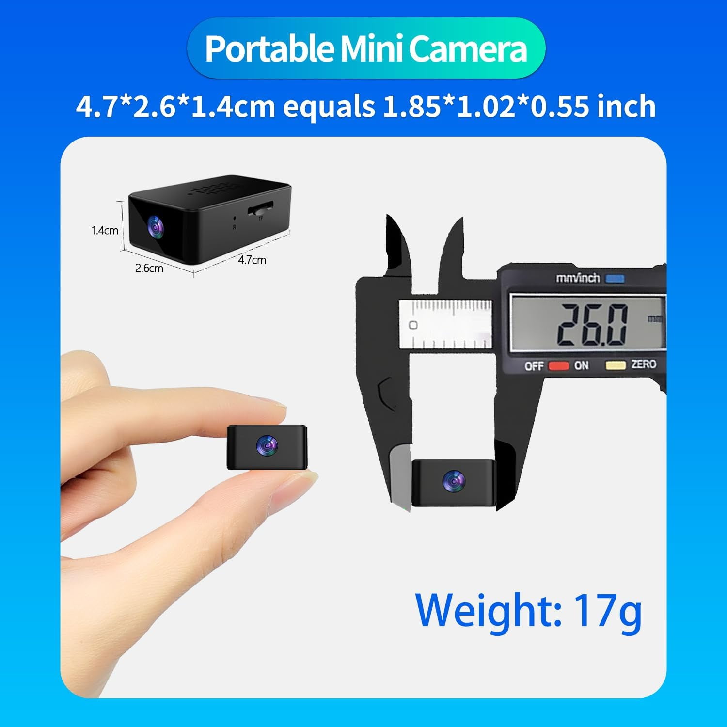 OPVM-Mini Camera - Small Camera, 1080P Rechargeable Tiny Cameras, No ...