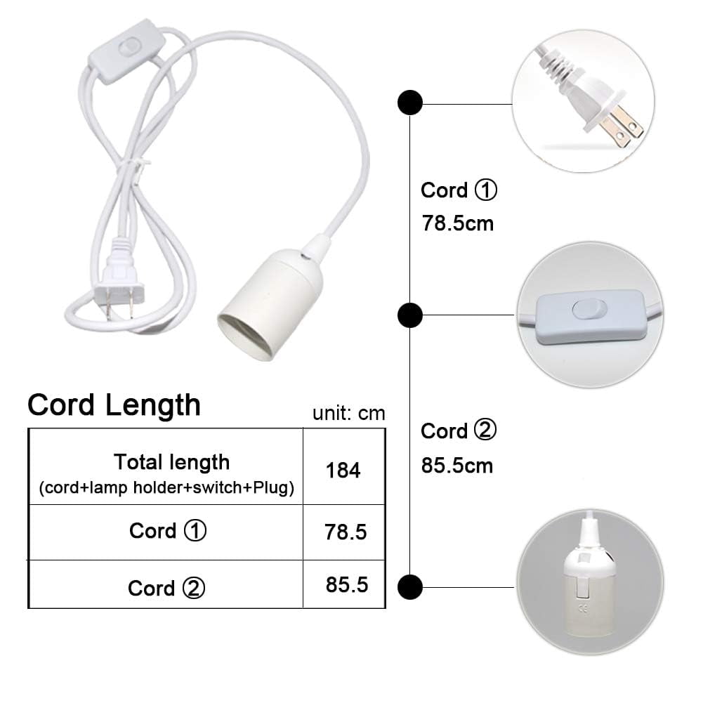 OPVM-Pendant Light Sockets, 4-Pack Hanging Lamp Socket for E26 / E27 ...