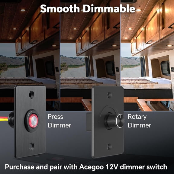 OPVM-RV 2.75" Recessed LED Ceiling Light 12V Ultra-Thin Puck Light, Dimmable RV Lights Interior for Camper Van Truck Motorhome Boat Sailboat Roof Under Cabinet Lighting, 6 Pack (Black,Warm White)