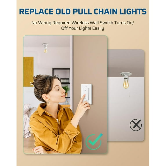OPVM-Remote Control Light Socket, Wireless Light Switch for Pull Chain ...