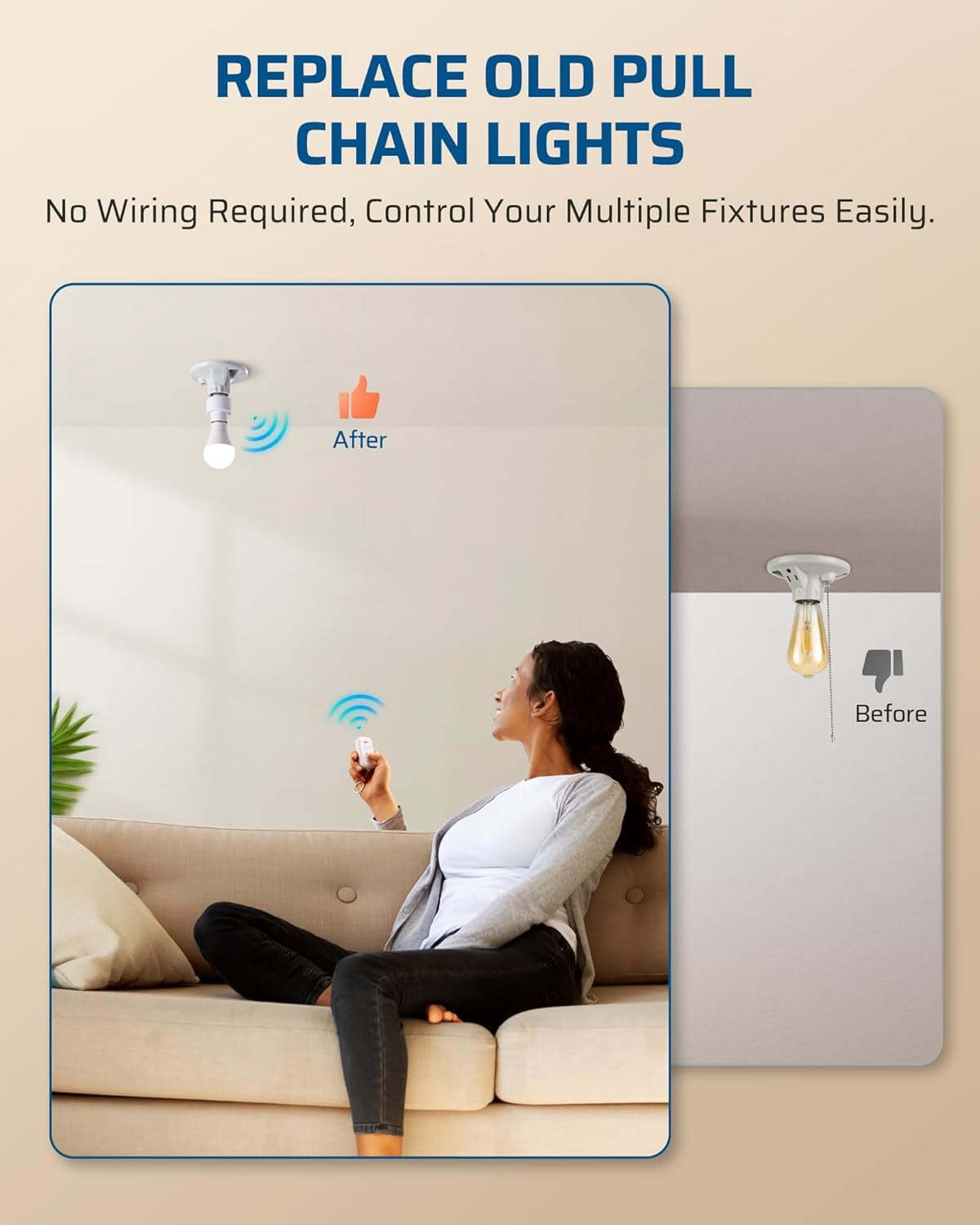 OPVM-Remote Control Light Socket, Wireless Remote Control Lamp Bulb ...