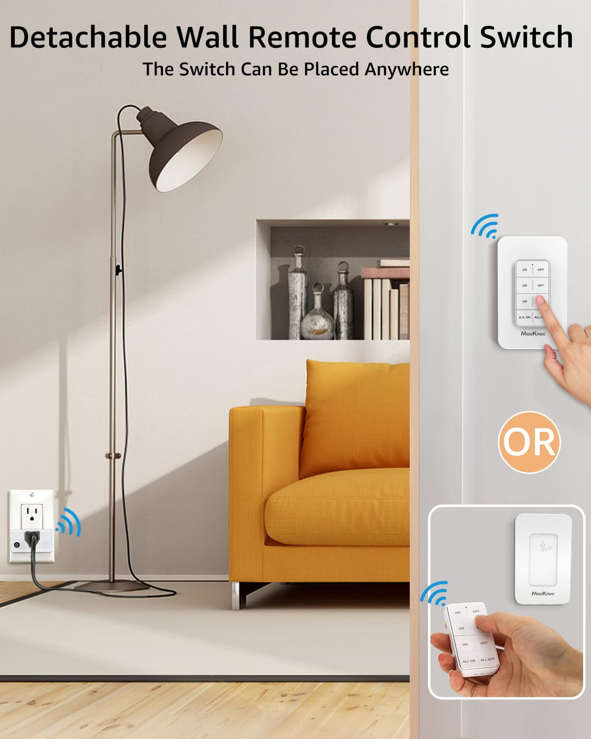 OPVM-Remote Control Outlet, Wireless Wall Mounted Light Switch Kit, FCC ...