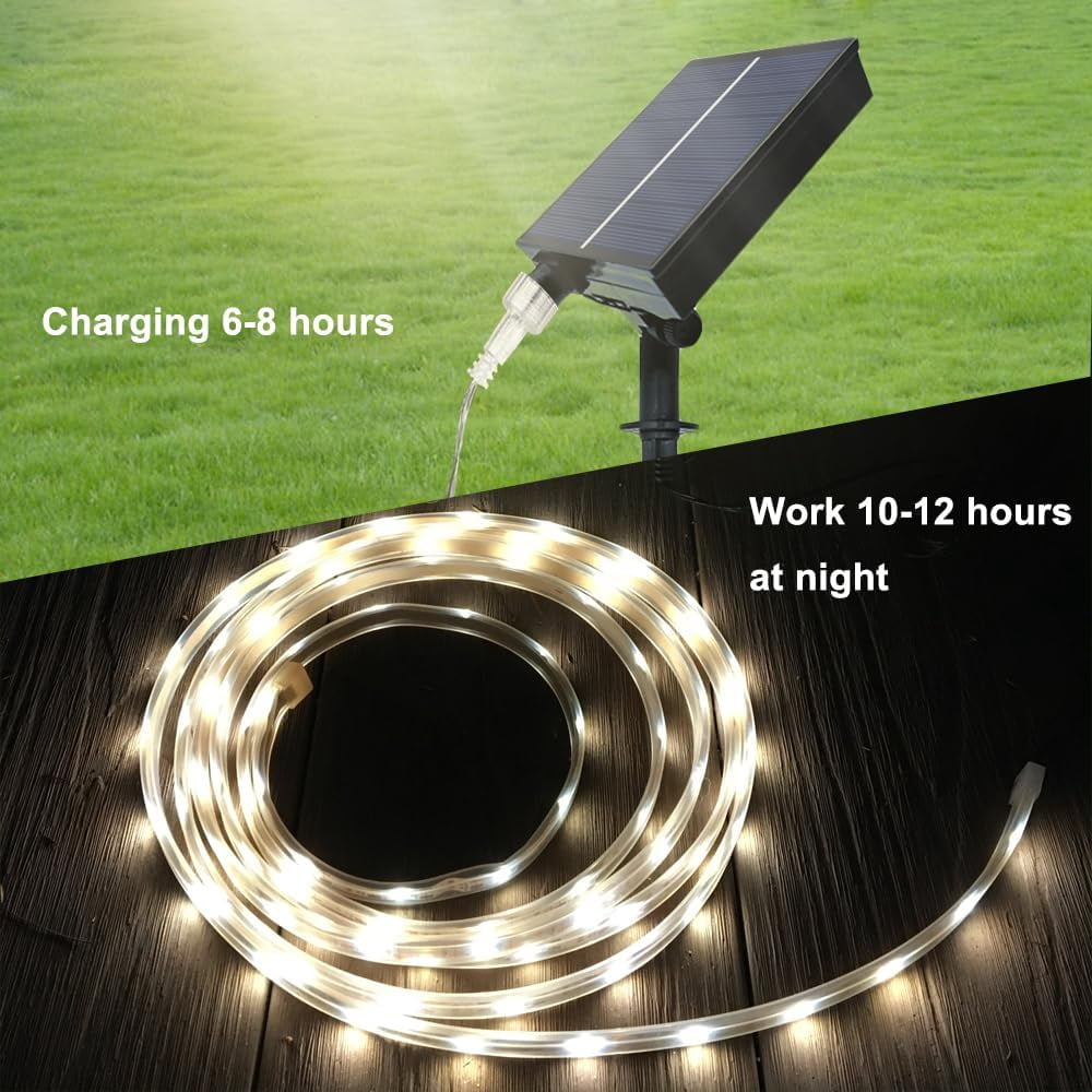 OPVM-Solar LED Strip Lights Outdoor Waterproof,9.8ft Warm White Solar ...