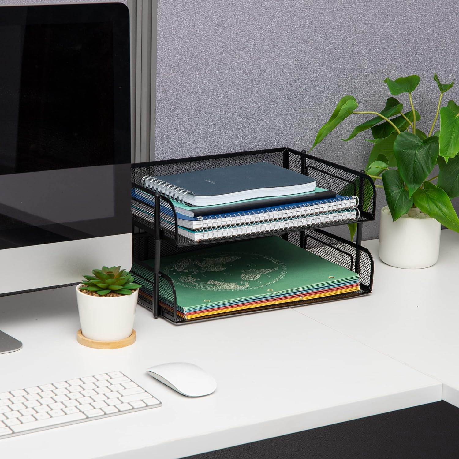 OPVM-Stackable Paper Tray, Desktop Organizer, File Storage, Office ...