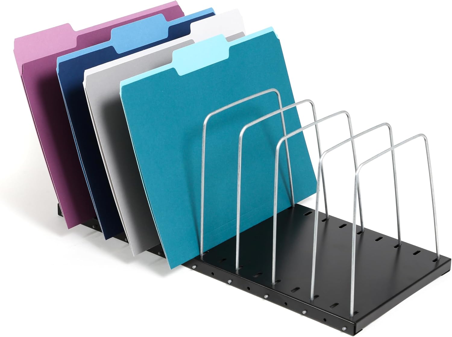 OPVM-Steel Wire Adjustable Vertical 8-Slot Desk File BinderOrganizer ...