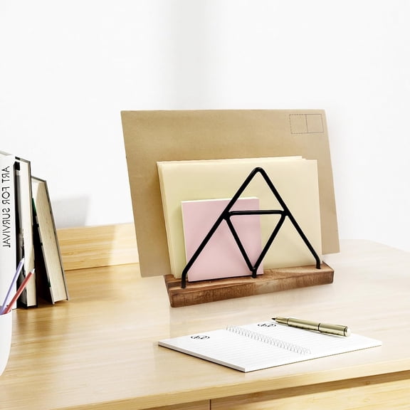 OPVM-Wooden Mail Organizer for desk, Mail Holder Countertop Organizer, Letter Holder, Mail Sorter Organizers, Desktop Envelope Document Storage Rack for Home Office School