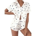 thumbnail image 1 of OQC Women Homewear Summer Satin Pajama Shorts Two Pieces Sets, 1 of 4