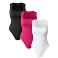 thumbnail image 1 of OQQ Women 3 Piece Bodysuits Sleeveless Square Stretch Basic Tank Tops Bodysuits, 1 of 7