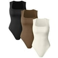 thumbnail image 1 of OQQ Women 3 Piece Bodysuits Sleeveless Square Stretch Basic Tank Tops Bodysuits, 1 of 7