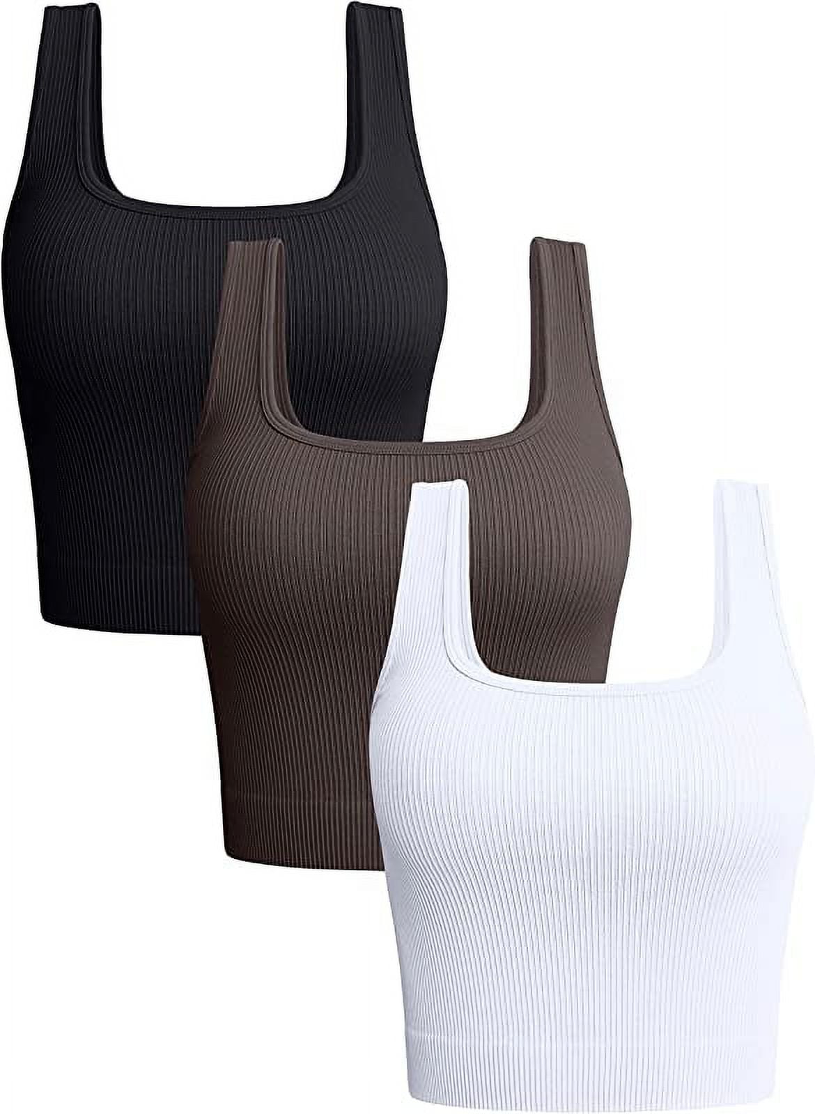 OQQ Women's 3 Piece Tank Tops Ribbed Seamless Workout