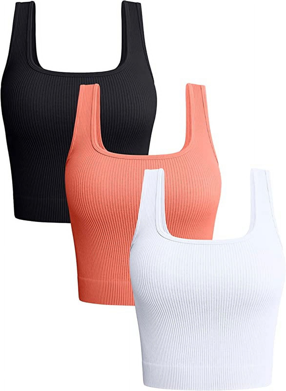 OQQ Women's 3 Piece Crop Tops Ribbed Long Sleeve Workout Tops One Shoulder  Yoga Crop Top Exercise Sports Bra, White, Large : : Clothing,  Shoes & Accessories