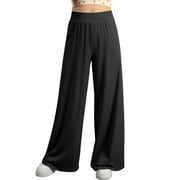 OQQ Women's Wide Leg Pants High Waist Casual Lounge Travel Vacation Loose Pants