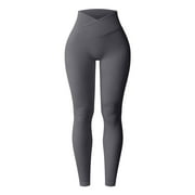 OQQ Women's 1 Piece Yoga Leggings Ribbed Seamless Workout High Waist Cross Over Athletic Exercise Leggings