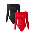 thumbnail image 1 of OQQ Women's 2 Piece Bodysuits Ribbed One Piece Square Neck Long Sleeve Bodysuits, 1 of 7