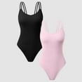 thumbnail image 1 of OQQ Women's 2 Piece Seamless Yoga Ribbed Bodysuits Strap Minimalist Basic Soft Fit Sleeveless Tops Bodysuits, 1 of 7