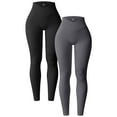 thumbnail image 1 of OQQ Women's 2 Piece Yoga Leggings Ribbed Seamless Workout High Waist Cross Over Athletic Exercise Leggings, 1 of 7
