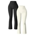 thumbnail image 1 of OQQ Women's 2 piece Yoga pants ribbed seamless sports high-waisted flare leggings., 1 of 7