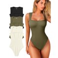thumbnail image 1 of OQQ Women's 3 Piece Bodysuits For Women Sexy Ribbed Strappy Square Neck Stretch Tank Tops Bodysuits, 1 of 7
