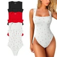 thumbnail image 1 of OQQ Women's 3 Piece Bodysuits For Women Sexy Ribbed Strappy Square Neck Stretch Tank Tops Bodysuits, 1 of 7