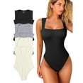 thumbnail image 1 of OQQ Women's 3 Piece Bodysuits For Women Sexy Ribbed Strappy Square Neck Stretch Tank Tops Bodysuits, 1 of 7