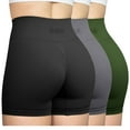 thumbnail image 1 of OQQ Women's 3 Piece Workout Seamless High Waist Butt Liftings Exercise Athletic Shorts, 1 of 7
