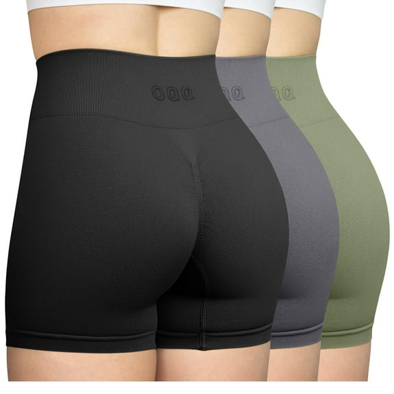 OQQ Women's 3 Piece Workout Seamless High Waist Butt Liftings Exercise Athletic Shorts