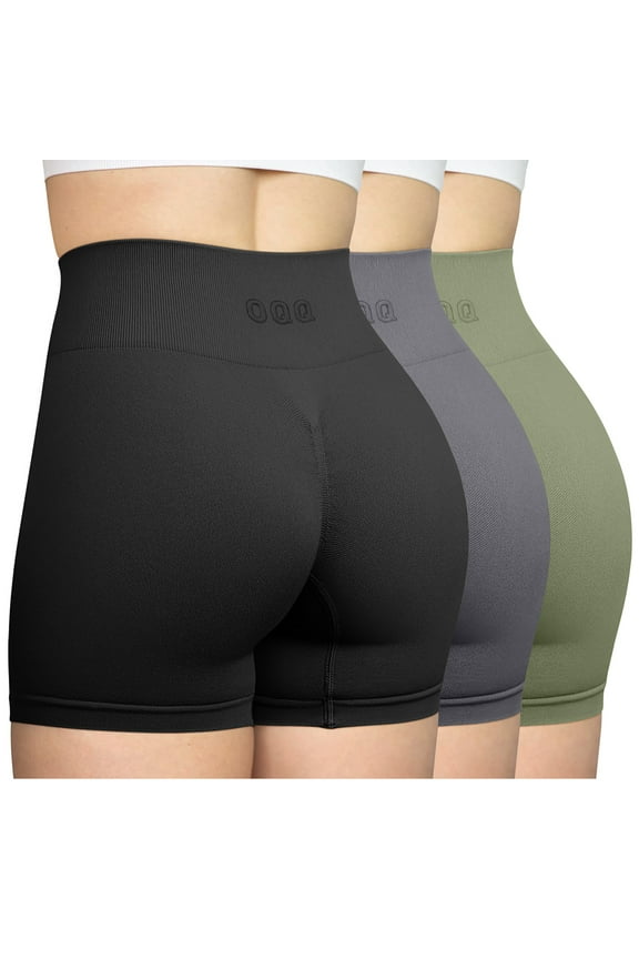 Women's 3 Piece Workout Seamless High Waist Butt Liftings Exercise Athletic Shorts