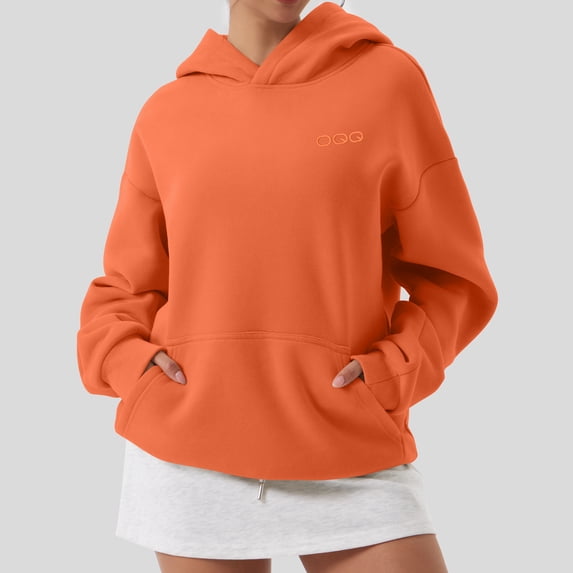 OQQ Women's Hooded Pullover Sweatshirt - Long Sleeve - Fashionable Fall/Winter Top with Front Pockets Design