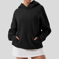 thumbnail image 1 of OQQ Women's Hooded Pullover Sweatshirt - Long Sleeve - Fashionable Fall/Winter Top with Front Pockets Design, 1 of 7