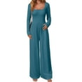 thumbnail image 1 of OQQ Women's Jumpsuits Dressy One Piece Outfits Long Sleeve Crew Neck Casual Wide Leg Pants Jumpsuits, 1 of 7