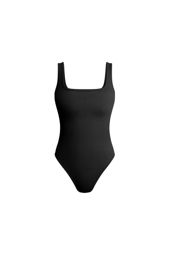 Women's one Piece Bodysuits Sexy Ribbed Sleeveless Square Neck Tank Tops Leotard 2025 Trendy Outfits