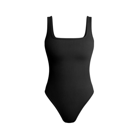 OQQ Women's one Piece Bodysuits Sexy Ribbed Sleeveless Square Neck Tank Tops Leotard 2025 Trendy Outfits