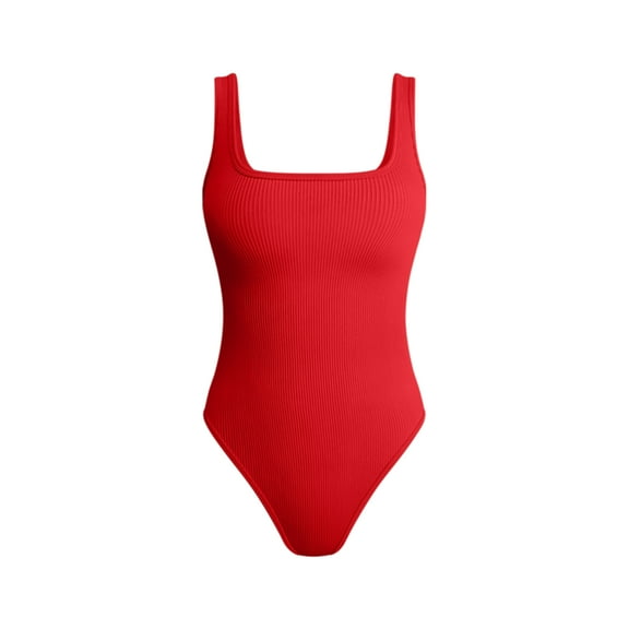 OQQ Women's one Piece Bodysuits Sexy Ribbed Sleeveless Square Neck Tank Tops Leotard 2025 Trendy Outfits