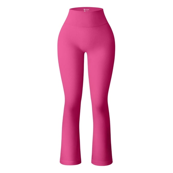 OQQ Women's Yoga pants ribbed seamless sports high-waisted flare pants